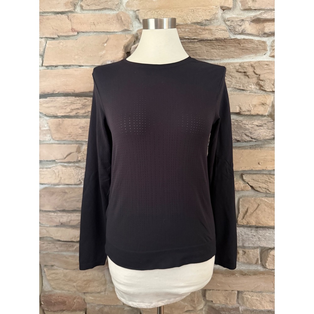 Athleta Momentum Long Sleeve Top Womens Small Black Seamless Running Shirt